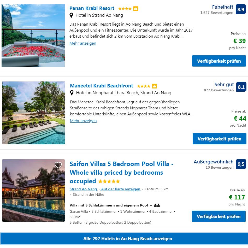 Krabi Ao-Nang Beach Hotel Empfehlungen