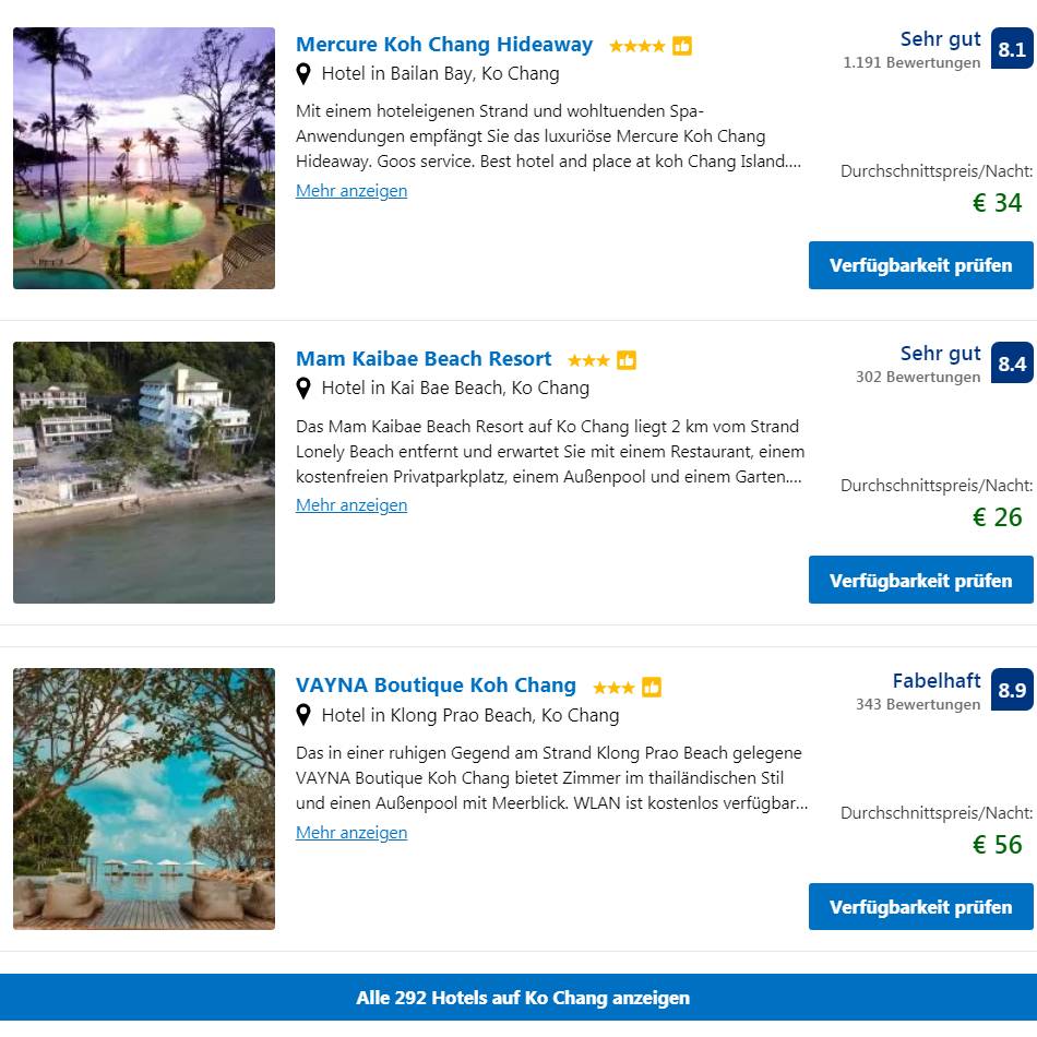 Die besten Insel Koh Chang Hotels / Trat (300 Unterkünfte verfügbar)