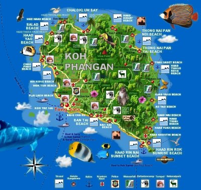 Koh Phangan Hotels & Übernachtung - Karte Phangan Bungalows