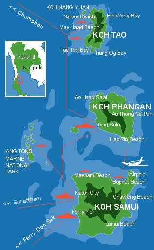 Karte Koh-Tao im Ang-Tong National-Park