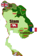 Siam Map - Gebietsverluste Kolonialisierung Indochina 1867-1909