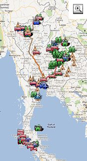 Thailand Straßenkarte mit Reiserouten