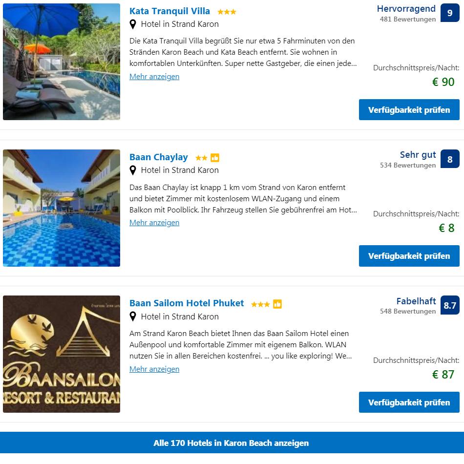 Phuket Hotelübersicht Karon Beach -  - Hier finden Sie die Hotelpreise für alle Hotels direkt am Karon Strand
